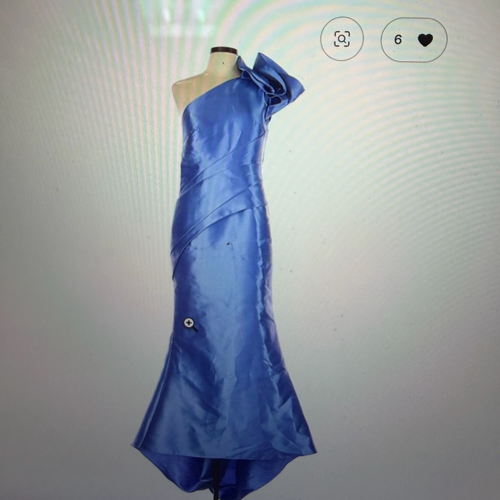 One-Shoulder Lavender Evening Gown with Floral Shoulder Detail - Picture 2 of 5